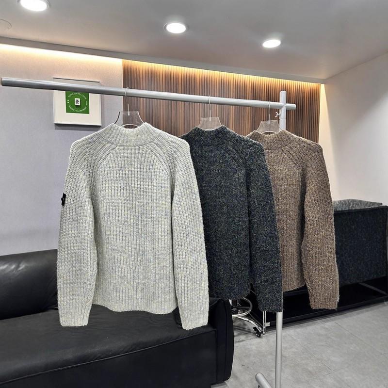 Mens Knit Cardigan With Stand Collar Zipper Front Loose Fit Cotton Wool Blend Sweater Fall Casual Streetwear