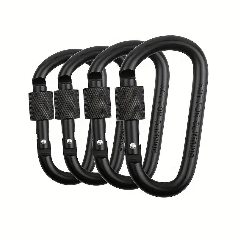 4Pcs Aluminum Alloy D-Ring Carabiner Hammock Hook Hook Organizer Shopping Bag Clip Hook for Outdoor Hiking Travel Backpack