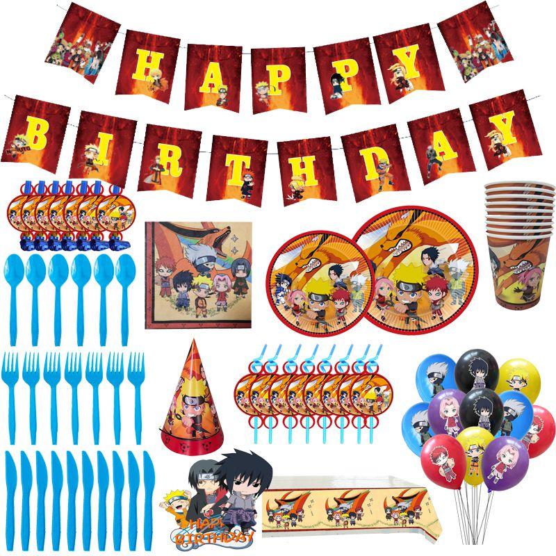 Naruto Ninja Birthday Party Decor Supplies Featuring Colorful Balloons And Plates