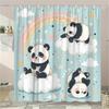 Cute Pandas and Rainbow Shower Curtain - Water-Resistant, Easy to Clean, Adds a Fun and Whimsical Touch to Your Bathroom Decor