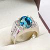 London Blue Topaz Oval Gemstone With 925 Sterling Silver Ring For Men's #B244 JL375676046544