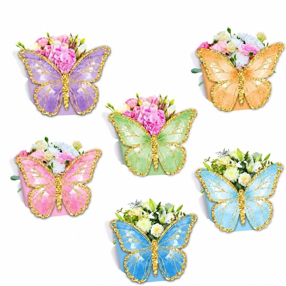 12PCS Multicolor Butterfly Flower Basket Paper Tabletop Ornament Party Supplies