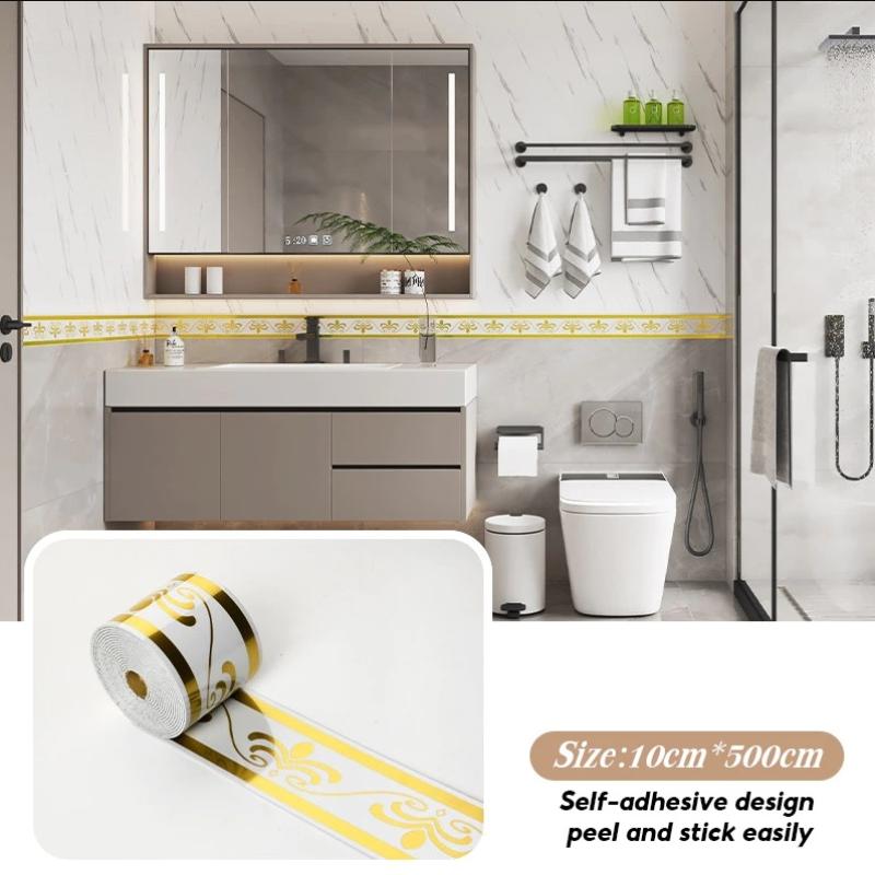 Self-Adhesive Skirting Wall Stickers 5m Stain Resistant Baseboard Trim for Living Room Dining Area Wall Decoration