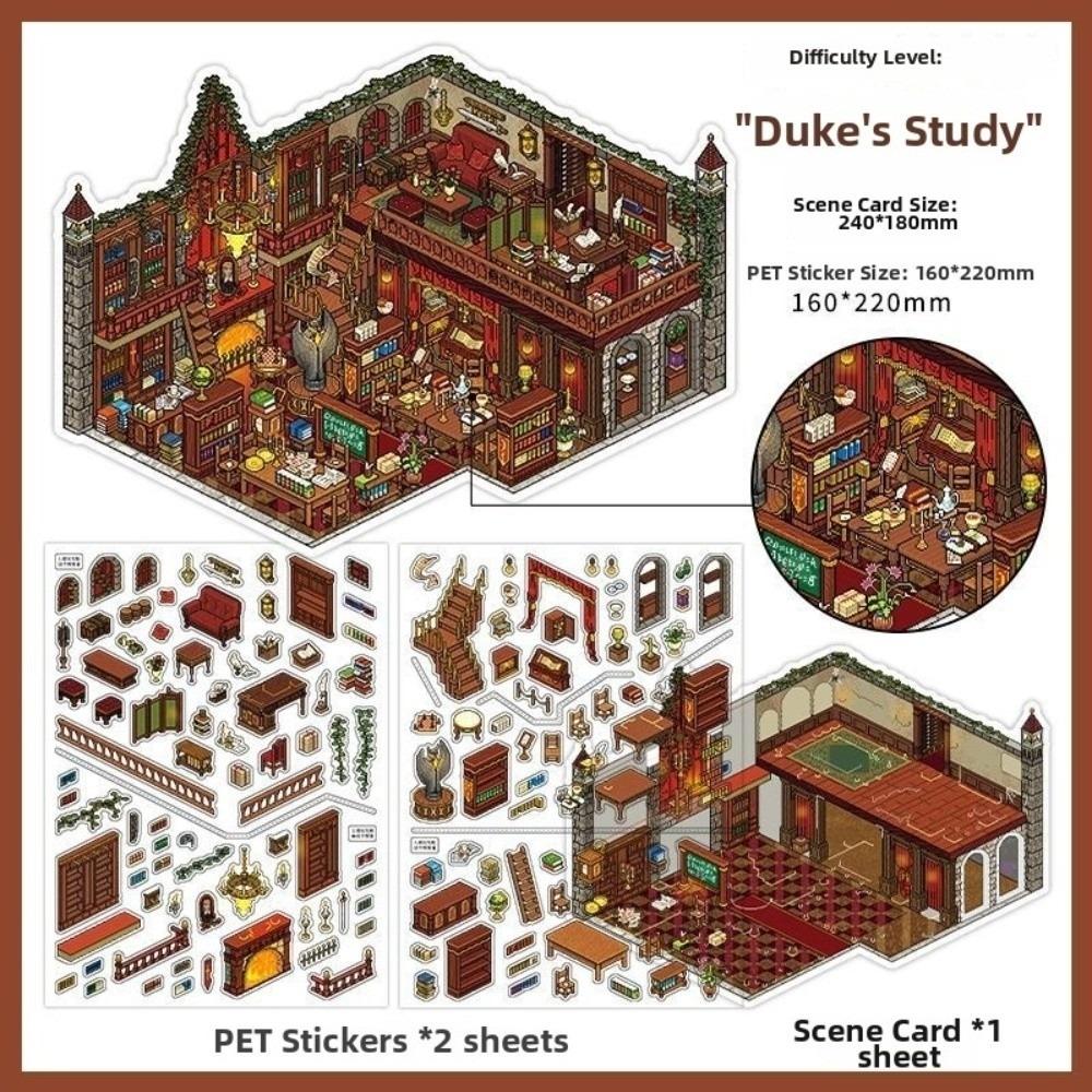 Retro Style Landscape Sticker DIY Crafts Die-cut 3D Stacking Sticker My Little Tree House Miniature Stickers Children Gifts