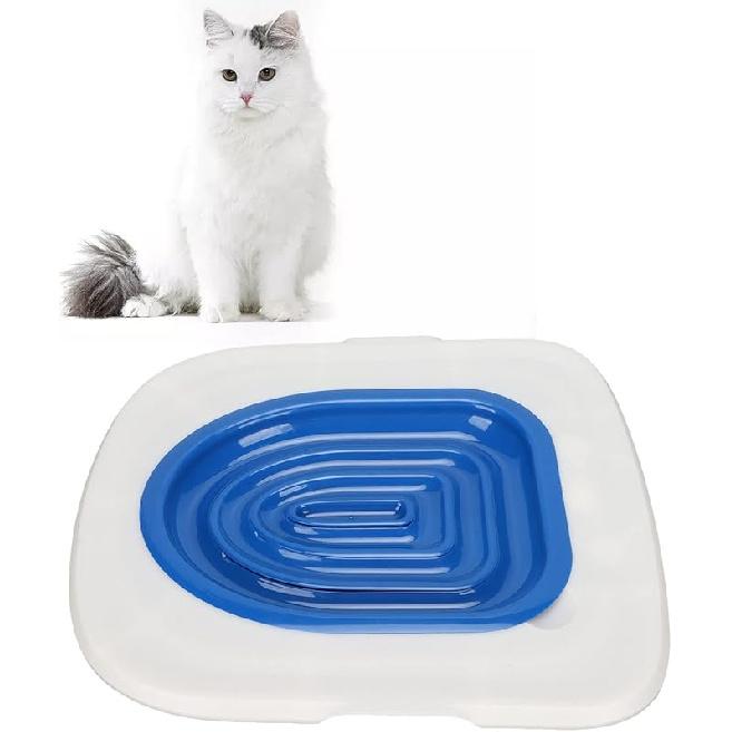 Cat Toilet Training System, Professional Teach Cat to Use Toilet Cat Toilet Training Kit Universal Reusable Kitty Toilet Trainer Urinal Seat with White Tray , 1 Blue Inner