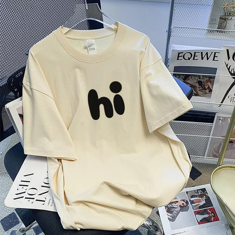 

Pure cotton American retro letter-printed short-sleeved shirt for men and women s summer clothes, new lazy style loose large size clothes tide m (recommended 80-100)