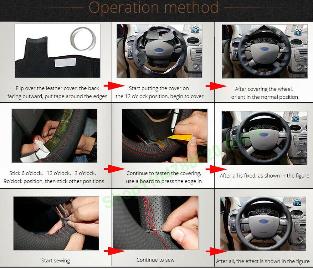 Hand Stitched Leather Steering Wheel Cover Non-Slip Durable Leather for DENZA D9 N9 N8L Z9GT Interior Accessories