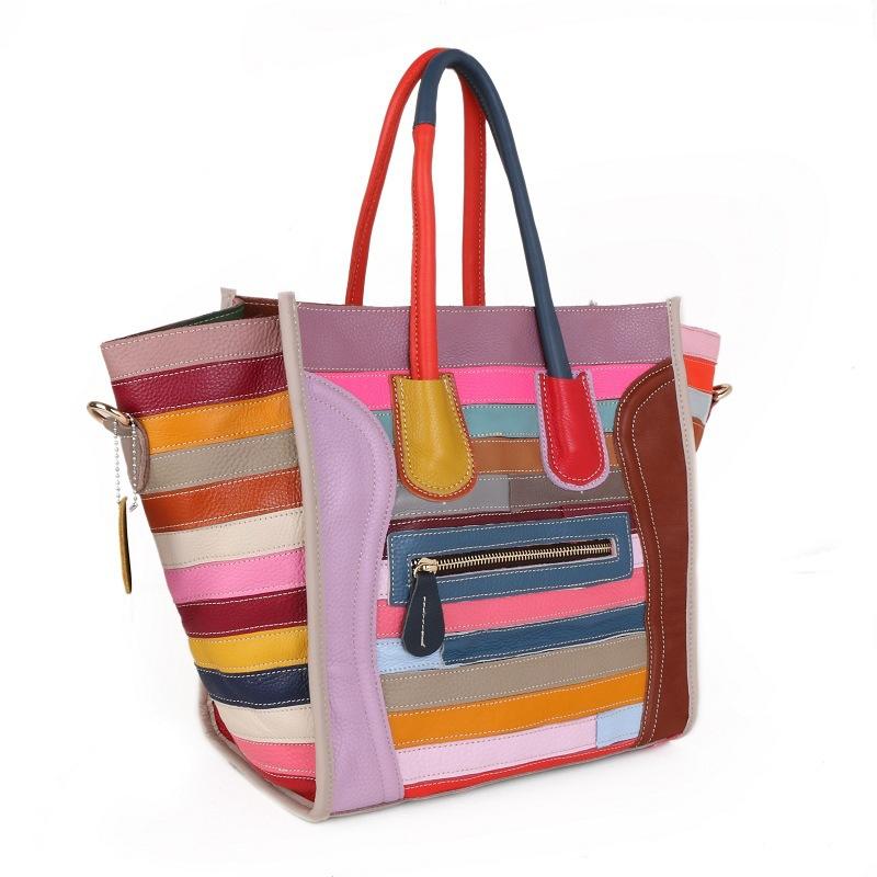 Bags Women'S Bags Sheepskin Handmade Colored Tote Bags Shoulder Bags Women'S Bags Tide Bags