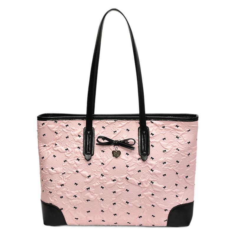 New small fresh printed tote bag large capacity women's fashion textured shoulder bag commuter women's bag