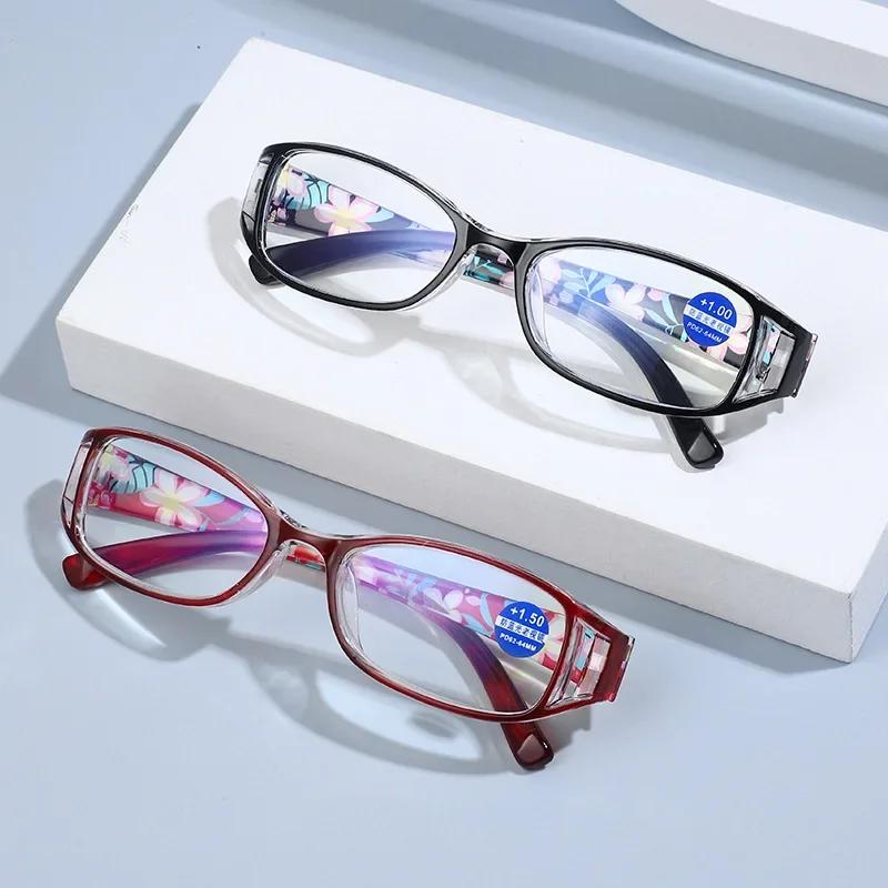 Fashion Hollow Out Resin Reading Glasses Ultra Light Floral Print Far Sight Eyeglasses Diopter +1.0 To 4.0