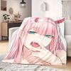 Darling In the Franxx Flannel Blanket Attractive Print Ideal For Bedroom Sofa Bed Chair Picnic Travel -HE7