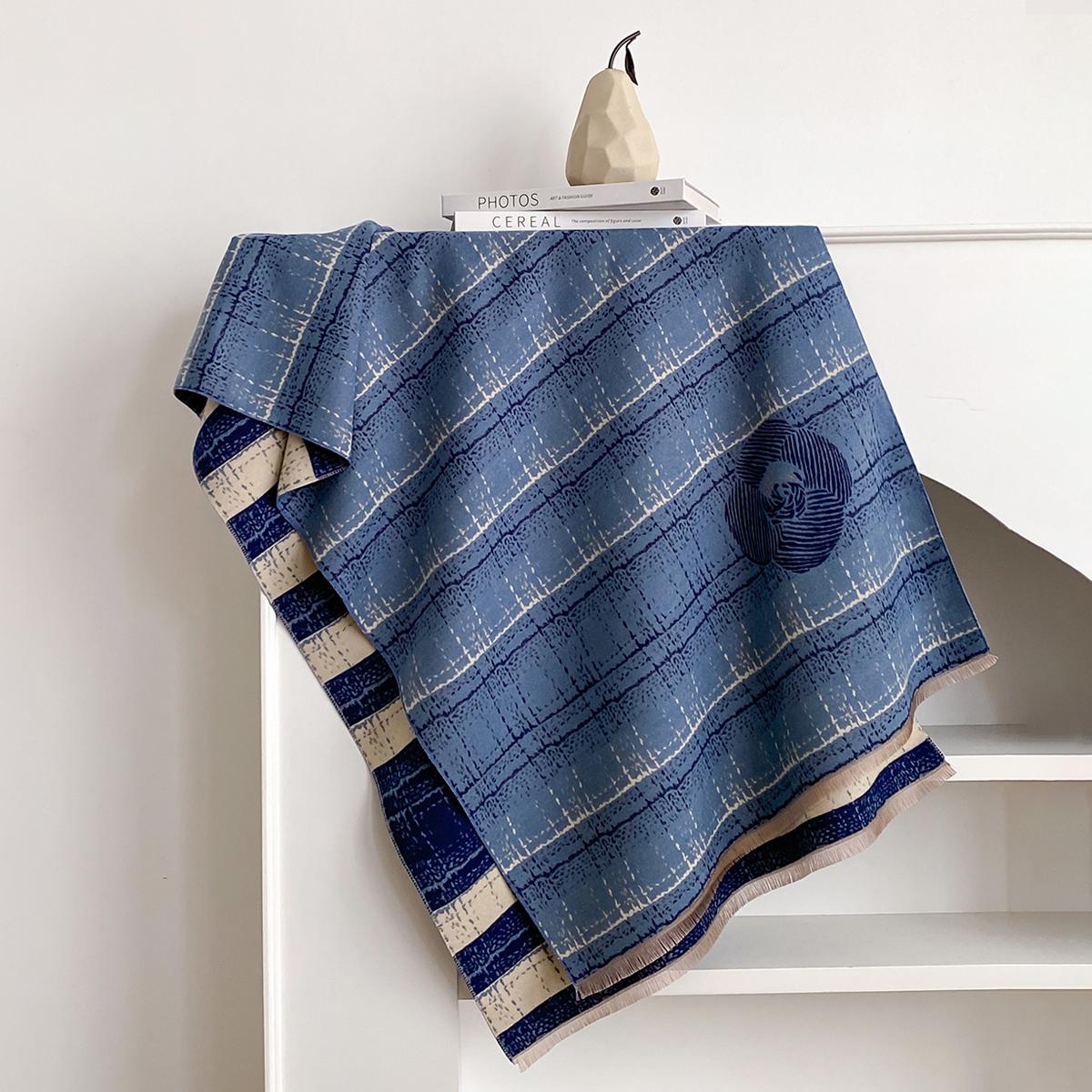 

Элегантный двухсторонний шарф, мягкий, теплый, с бахромой, шаль-пашмина, осенне-зимний, для улицы, холодостойкий, ветрозащитный, одеяло