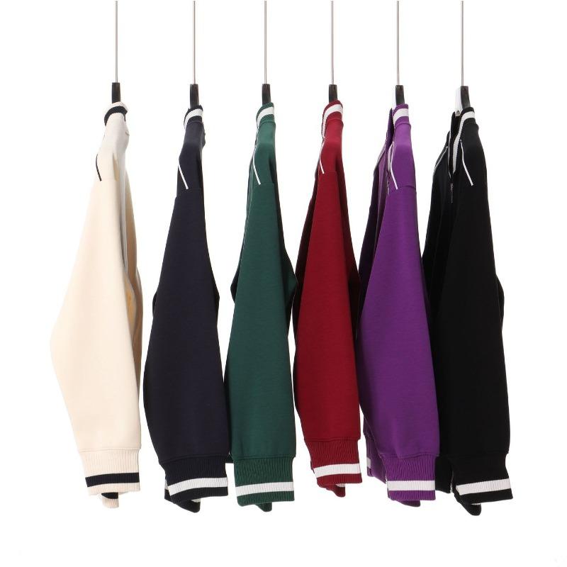 Shoulder Contrasting Line Zipper Jacket Men's and Women's Autumn and Winter Loose Leisure College Style Sweater