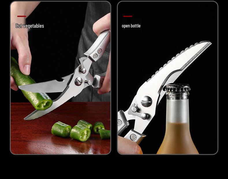 Heavy-Duty Stainless Steel Kitchen Scissors - Multi-Functional for Fish and Bone Cutting