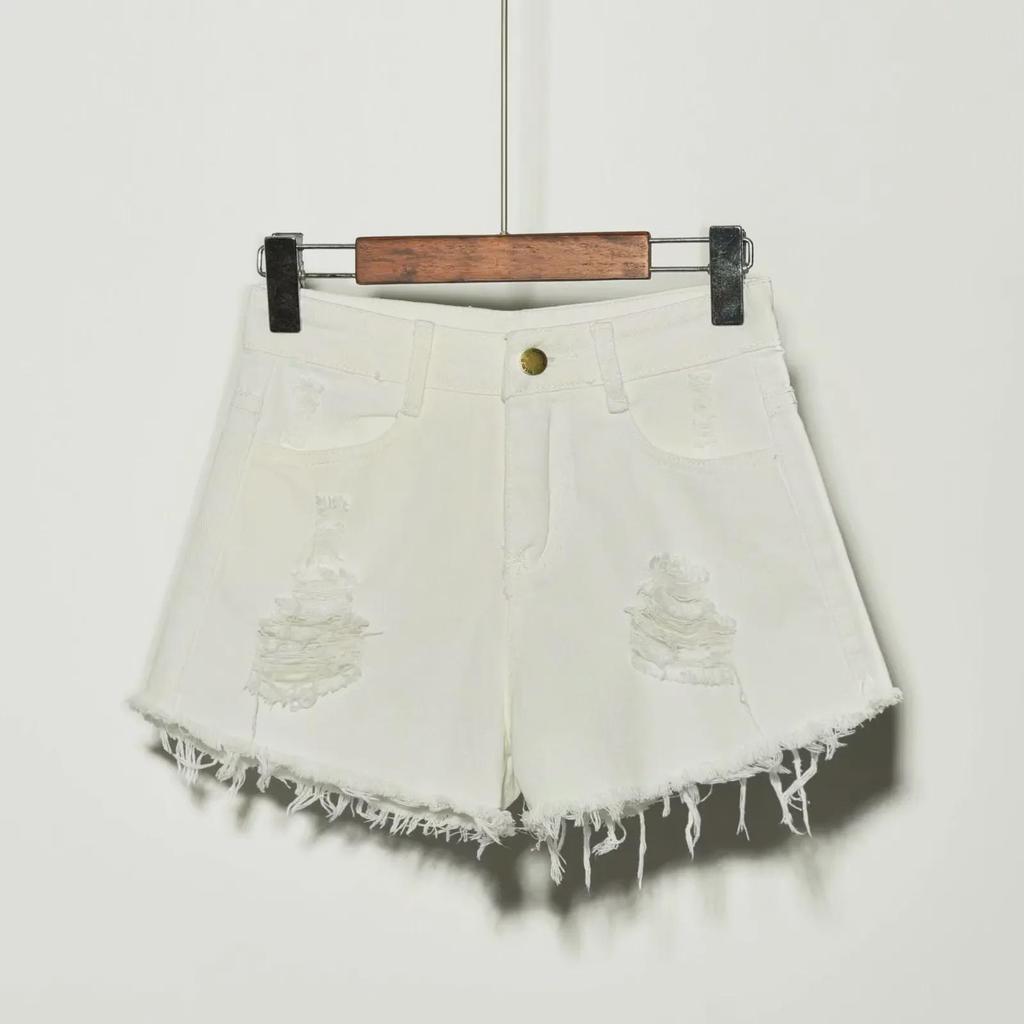 Women's Korean High-Waist Loose Denim Shorts - Summer Plus Size, Ripped, Wide-Leg, A-Line Hot Pants