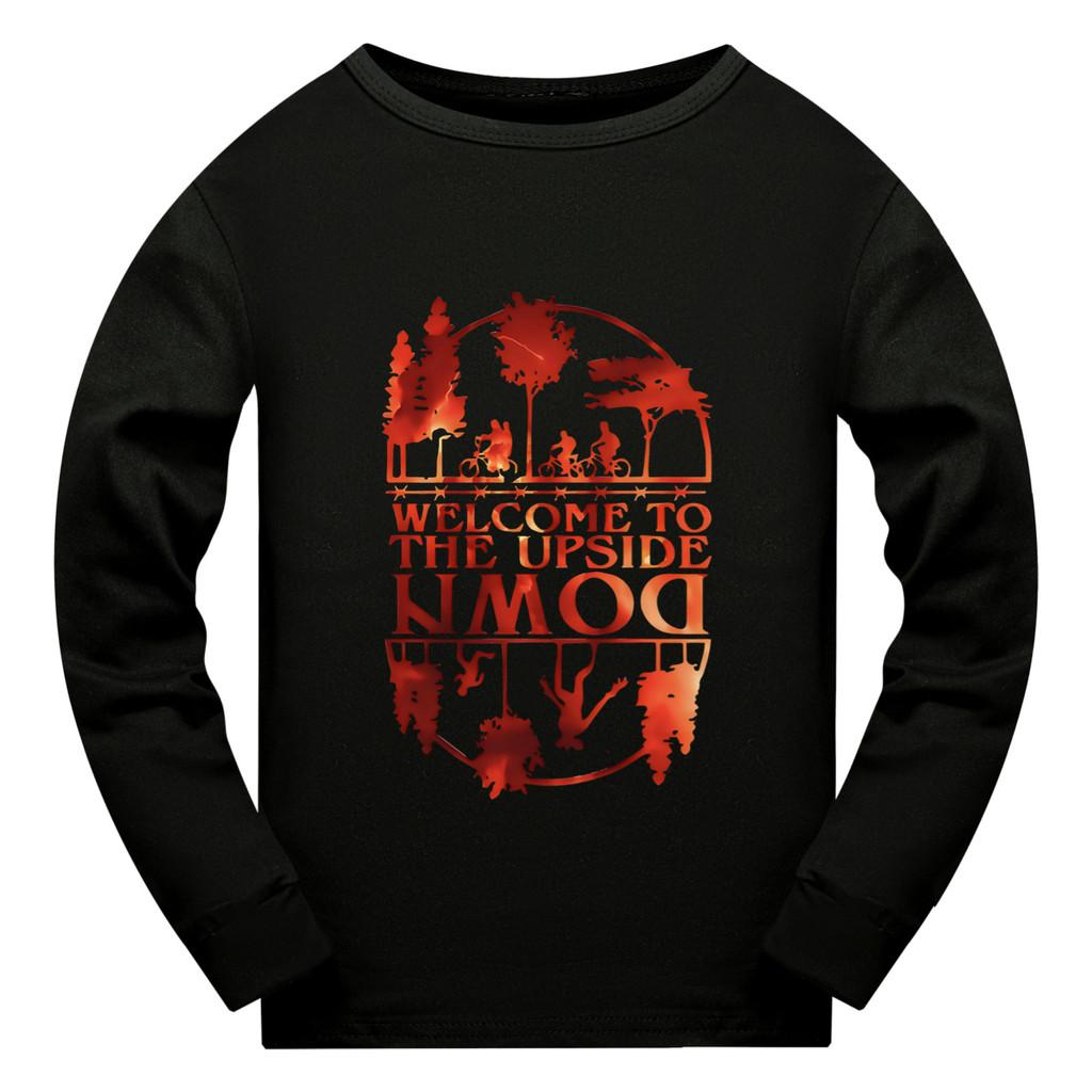 5278 Boys Girls Stranger Print Long Sleeves T-Shirt