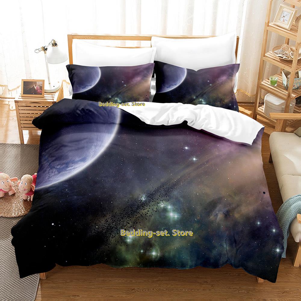 Set Letto Pianeti Singolo Gemello Matrimoniale Queen King Size Set Letto Adulto Bambino Camera da Letto Set Copripiumino universo spazio esterno Letto