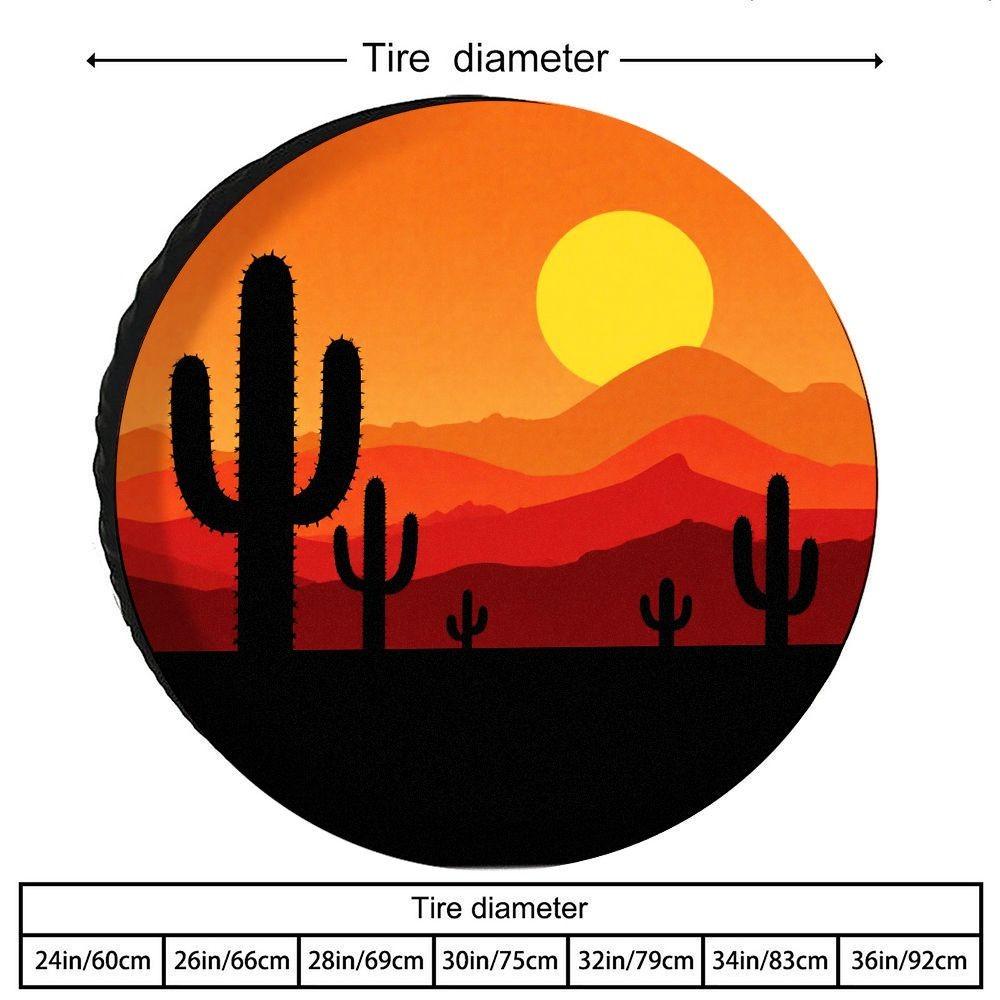 Desert Sunset Cactus Spare Tire Cover Durable Polyester Waterproof Protector for SUV Truck