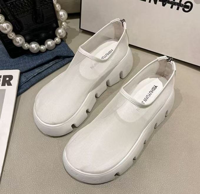 New piano sole heightened non-slip muffin mesh yarn breathable single shoes women summer one-pedal sandals women