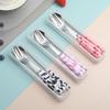 Ins Style Cartoon Stainless Steel Cutlery Set: Portable Chopsticks, Spoon & Fork for Students & Travel