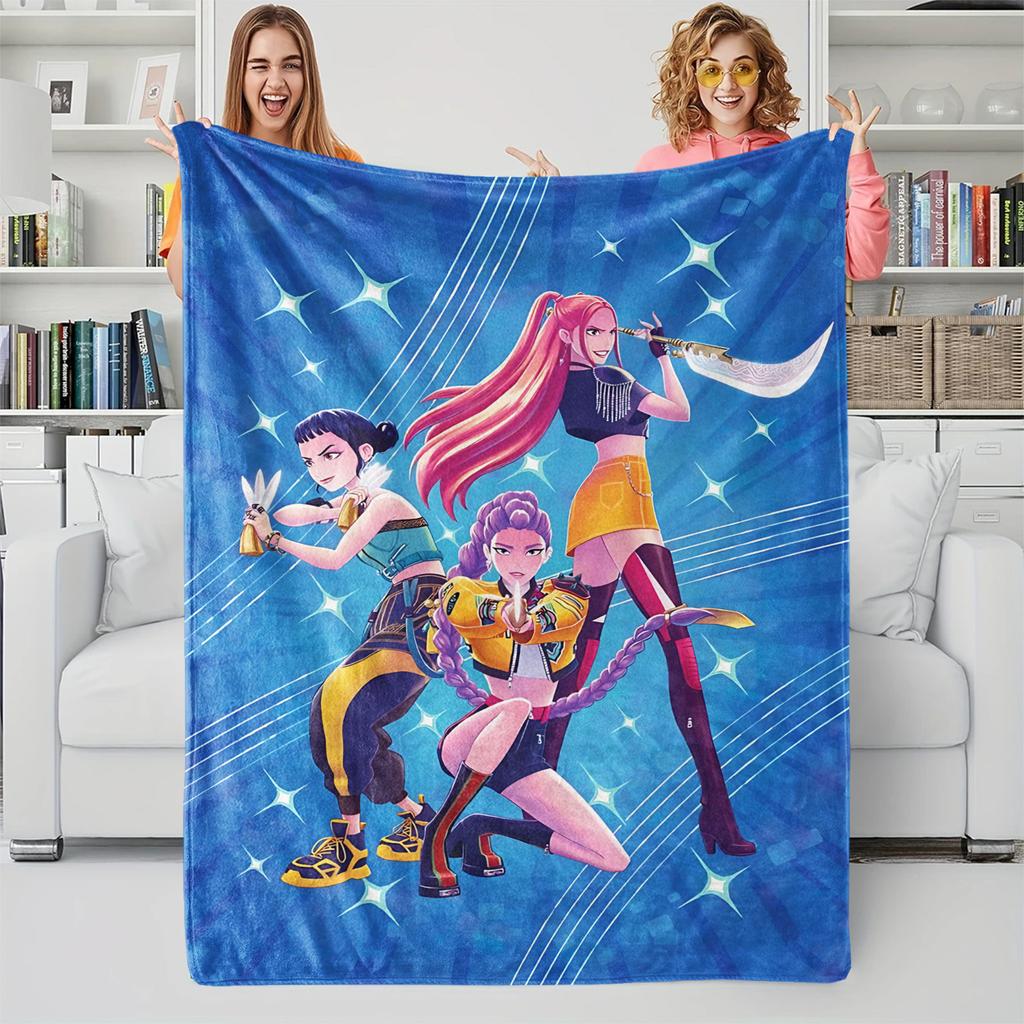 K-Pop Demon Hunters Fan Gifts Blanket Anime Flannel Throw Blanket Suitable Home Leisure Camping Travel Multifunctional Blanket