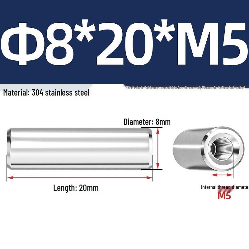 Pin Cilindric din Oțel Inoxidabil 304 cu Filet Interior M4/M6/M8 și Orificiu - Coloană de Suport și Ghidare