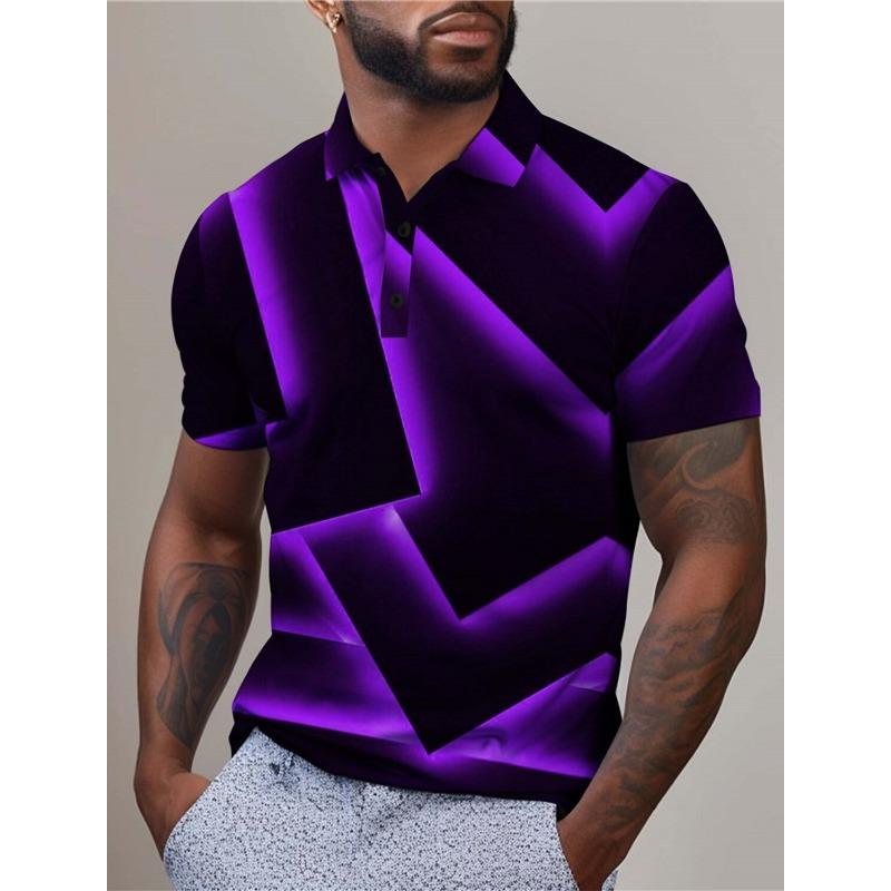 Summer New Casual Men's 3D High-quality Short Sleeved Button Polo Shirt