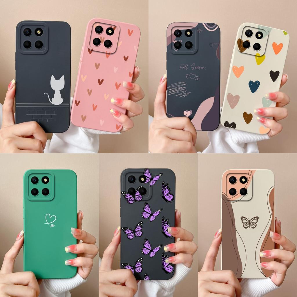 For Huawei Honor X6 X6S X6A Plus Phone Case Butterfly Heart Liquid Silicone Camera Protection Back Cover For Honor X 6 Funda