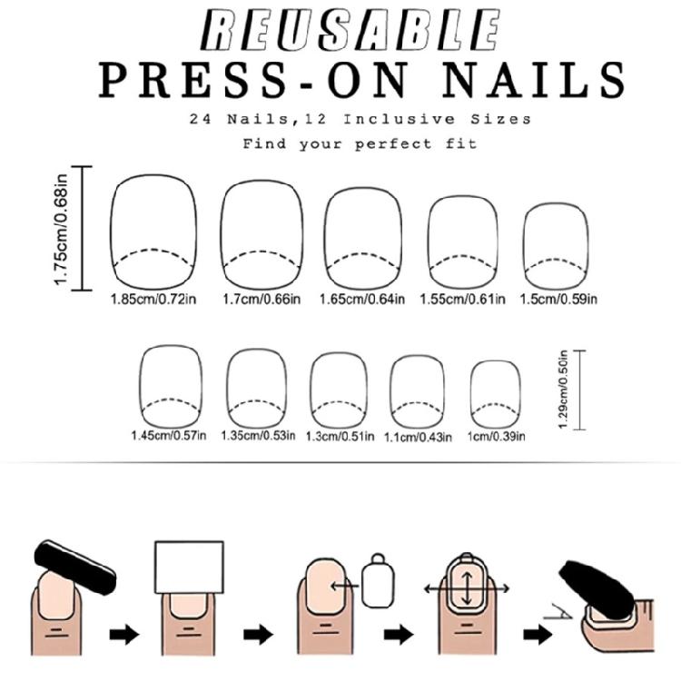 24 kusů nalepovacích nehtů čtvercových nalepovacích nehtů francouzské designy falešných nehtů umělé nehty dárky pro ženy dívky