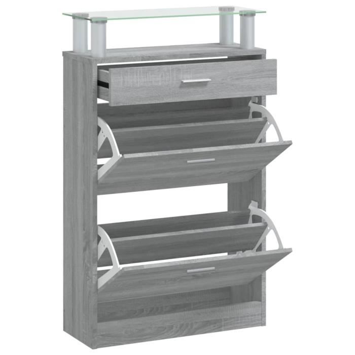 VidaXL Shoe Cabinet Sonoma Grey 63x24x104 Cm Engineered Wood 342568