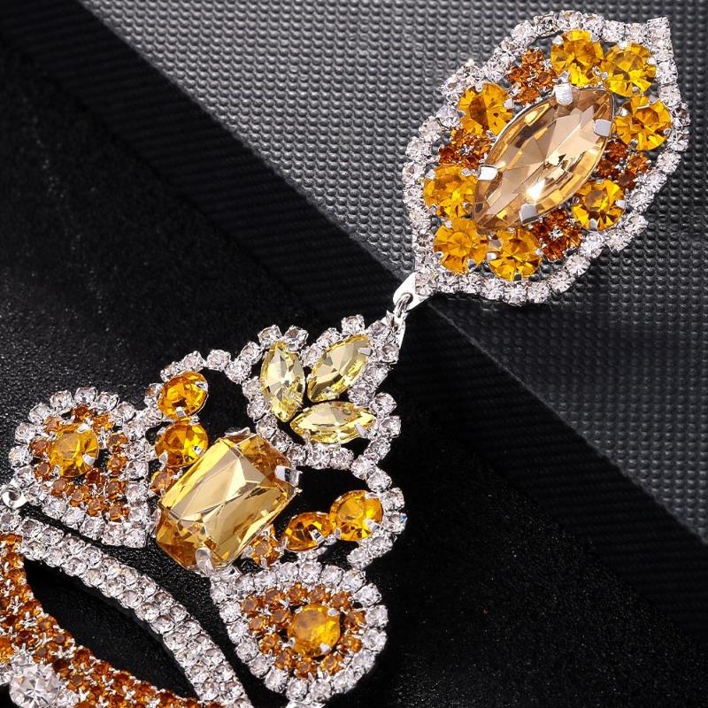 Tassel Earrings Exaggerated Rhinestone Earrings Personalized Queen Banquet Accessories Earrings