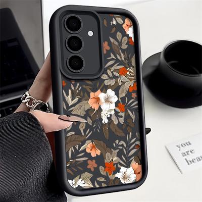 Etui Silikonowe Matowe z Kwiatowym Wzorem Vintage na Telefon Samsung S24 FE S25 S26 S23 Ultra S22 S21 A55 A54 A34 A35 A14 A52 A56 A17 A27 A57 Odporne na Wstrząsy Pokrowiec