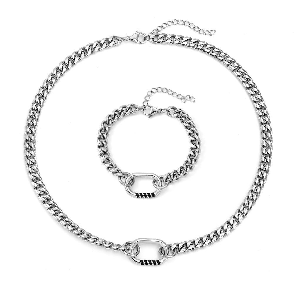 

Custom Stainless Steel Necklace & Couple Bracelet Set - Unisex Fashion Jewelry