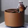 Rotatable 360 Degree Leather Storage Holder Box Makeup Brush Rotating Desktop Rotary Cylinder Cosmetics Shelf Pen Holder