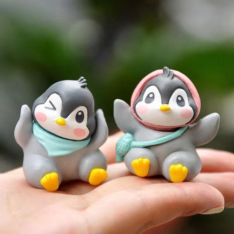 6Pcs Cartoon Cute Animal Penguin Miniatures Mini Figures DIY Fairy Garden Decoration Moss Terrarium Micro Landscape