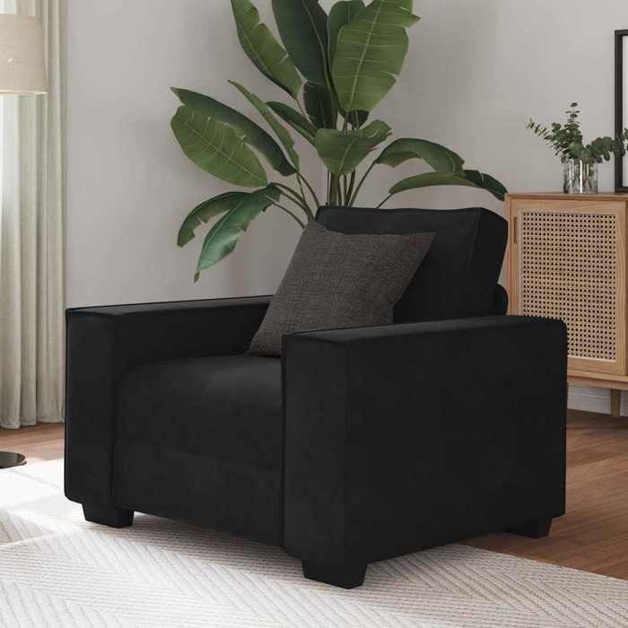 VidaXL Fauteuil noir 60 cm velours, fauteuil canapé simple, chaise d'appoint, chaise relaxante, chaise longue, chaise TV, 4105005