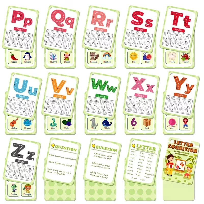 30-Card Alphabet & CVC Flash Cards with Tracing Practice & Find- Educational Flashcards for Preschool