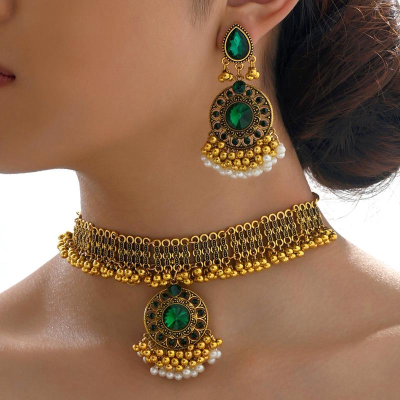 Jewelry, Ethnic Retro Gemstones, Beads, Jewelry 2-piece Set, Earrings, Necklaces.