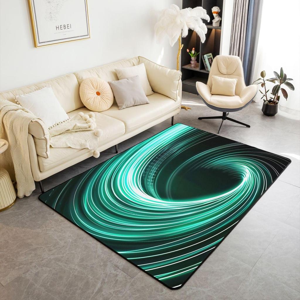 Erosebridal Red and Black Swirl Rugs for Living Room Bedroom - 3D Geometric Abstract Art Area Rug 3 x 5 for Kids Boys Girls, Hole Circle Was