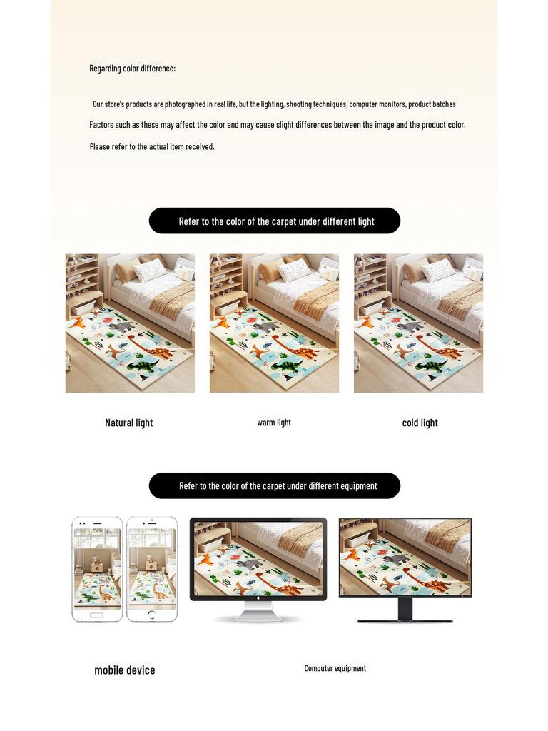 Cartoon-Style Cashmere Bedside Carpet: Dirt-Resistant, Easy-Care, Cool, Thick, Non-Slip Blanket