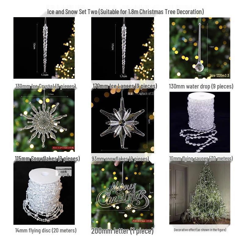 Acrylic Snowflake Glitter Ice Crystal Christmas Tree Ornaments
