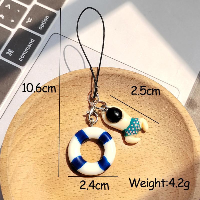 Cartoon Mini Summer Swim Ring Phone Chain Cute Resin Phone Lanyard Keyring Camera Pendant New Lovely Hanging Decoration