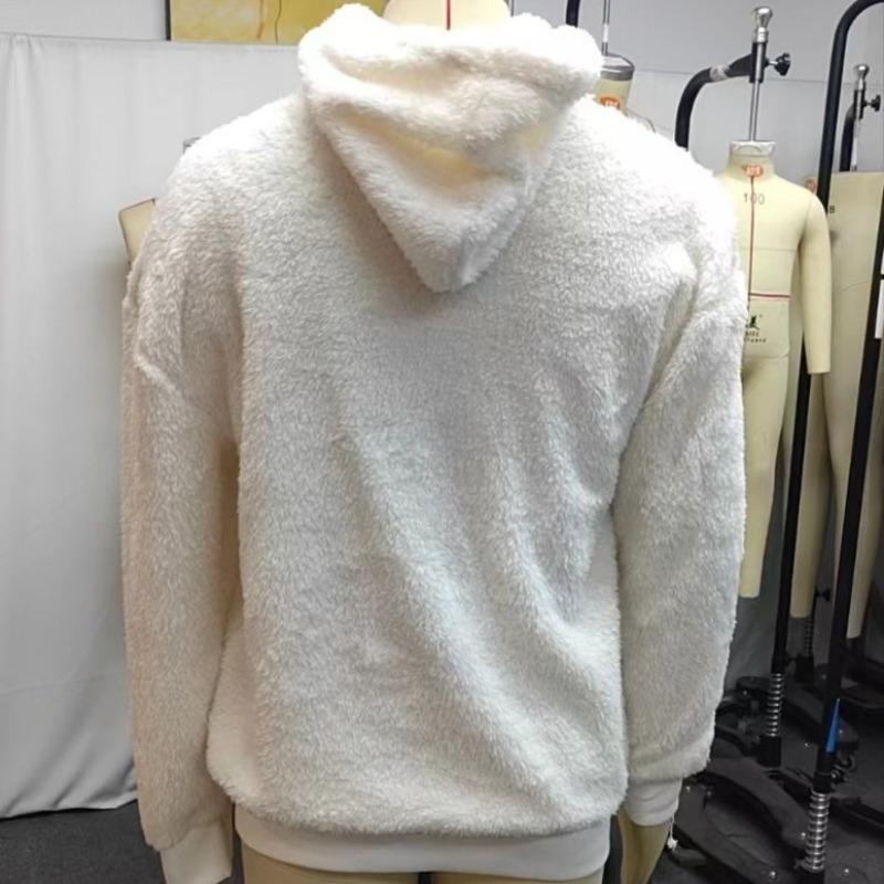 Autumn and Winter Smiley Face Embroidered Arctic Velvet Hooded Sweatshirt Ready-made Sweatshirt