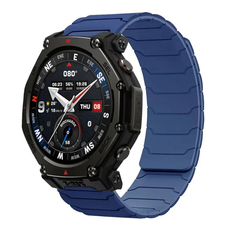 

20/22mm Magnetic Silicone Strap For Amazfit T-Rex3 Pro 48/44mm Helio Balance 2 Bip 6 Comfortable Wristband Amazfit Active 2 Band T-Rex3 Pro 48mm