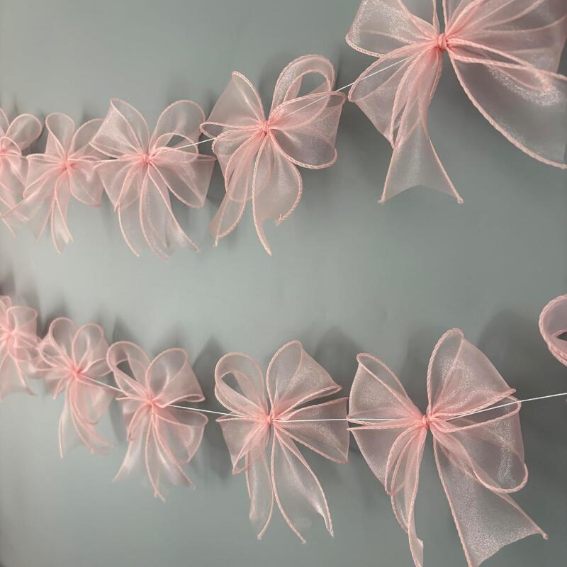 12/24PCS Bowknot Banner Hanging Pendant Garlands Princess Birthday Party Decor Baby Shower Wedding Party Photo Background Decor