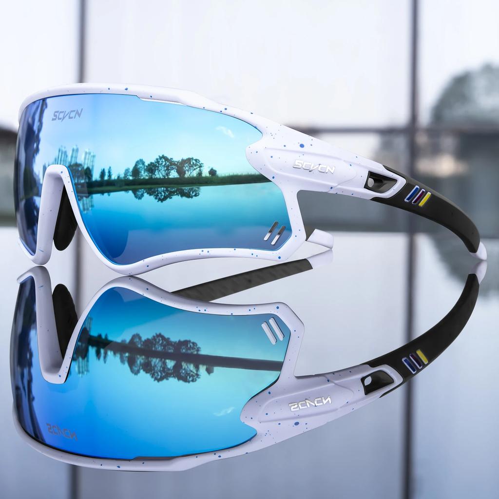 Occhiali da Ciclismo Fotocromatici SCVCN Occhiali da Sole per MTB Corsa Pesca UV400 Polarizzati Occhiali da Bicicletta Uomo Donna