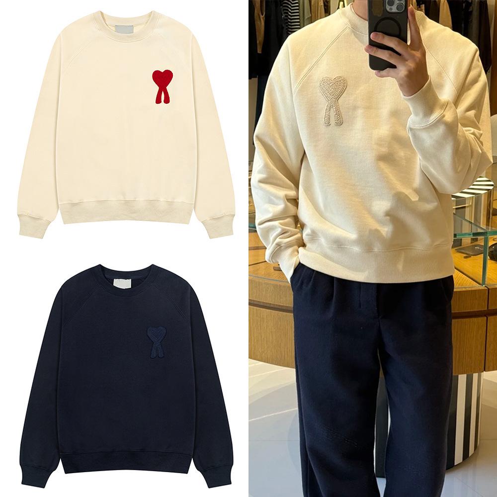 Sweat à capuche au crochet pour automne-hiver, unisexe, avec broderie en forme de cœur, manches longues, col rond.