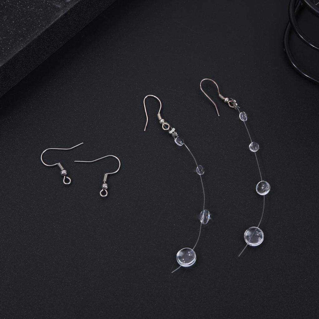 Minimalist Dewdrop Necklace & Ice-Transparent Earrings Set: Crystal Bead Clavicle Chain Jewelry.