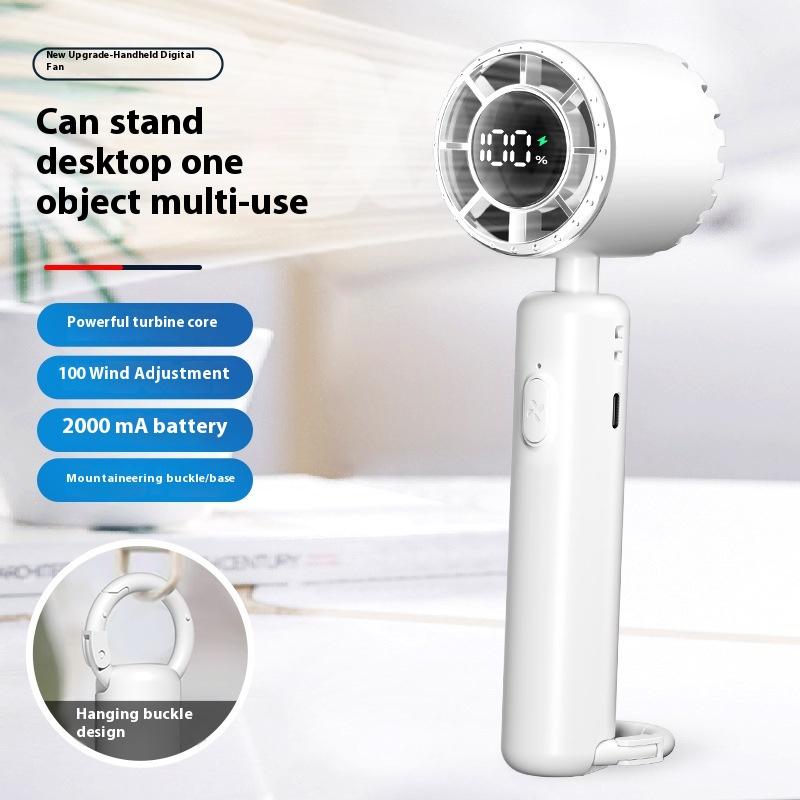 2025 Silent Mini USB Rechargeable Portable Handheld Air Cooling Fan Quiet Ice Compress Foldable English Bladeless Household
