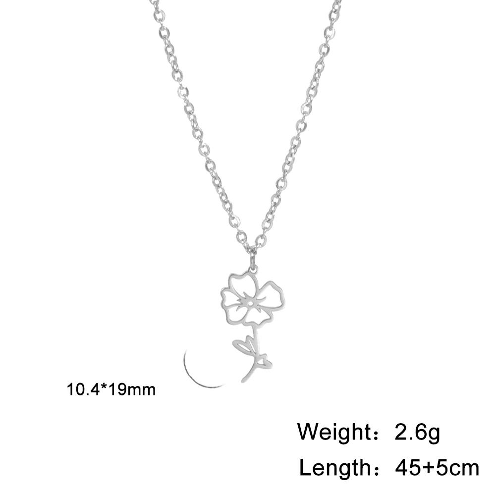 Stainless Steel Birth Month Flower Necklace Snowdrop Daisy Rose Pendant Neck Chains Trendy Jewelry Birthday Gift